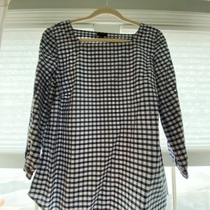 Talbots gingham navy and white top.  Size M.  Worn once.